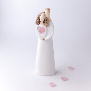 Soška milenců růženínové srdce 35 cm