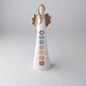 Anděl bílý se symboly čaker 35 cm