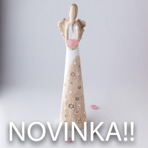 Andílek se sněhovými vločkami 55 cm růženín